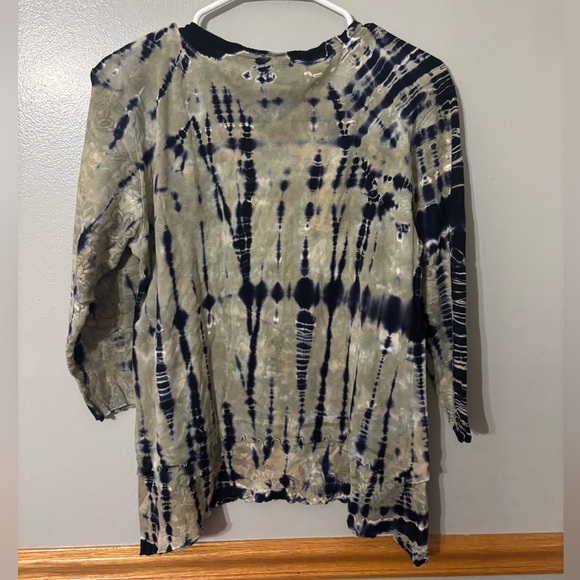 Vintage Glima 90's Y2K Blue Green Tie-Dye Long Sleeve Small 4 - Picture 2 of 7